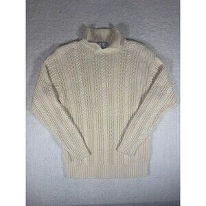 Jennifer Moore Vintage Cream Ivory Knit Sweater Cabin Core Fisherman Esthetic M